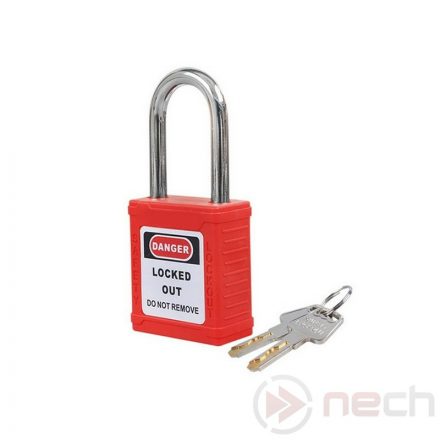 PL38-R Steel shackle safety padlock - red
