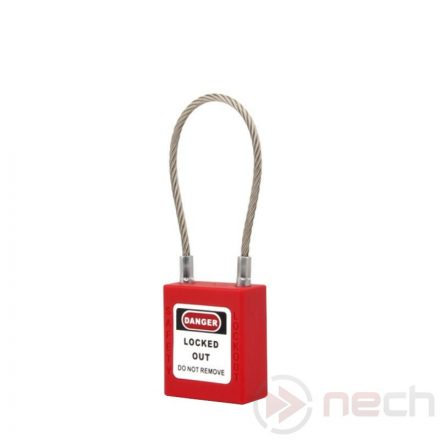 PLC-R Stainless steel wire cable shackle safety padlock - red